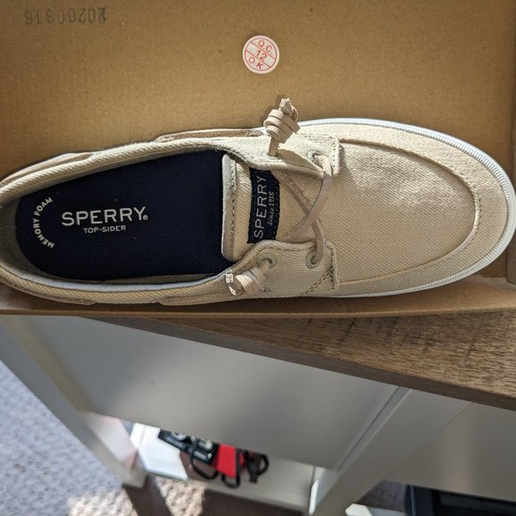 NEW Sperry Top Sider Crest Boat Twill Shoes Sneaker. Natural. Size 8.5 Med. NIB! - Picture 5 of 6